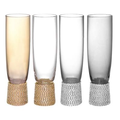 Champagne Glasses Custom Available Clear Crystal Flutes Glass for Wedding Japan KOREAN Wholesale with Diamond Colored Cups