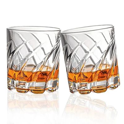 Luxury Crystals Embossed Creative Wine Glasses Twisted Striped Rotatable Whisky Glass Tumbler Cup