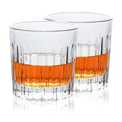 Custom Logo Glass Cup High Quality Fashion Crystal Luxury Vertical Striped Whisky Glass For Wine Whiskey