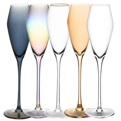 2023 free sample crystal lead-free champagne glasses cold rimmed wedding champagne glass smoky gray or amber champgan flute