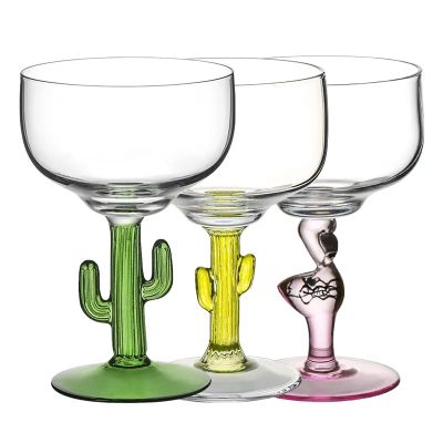 Lead Free Glassware Colored Glass Base. Drinking Glasses Cocktail Glasses Stemless Margarita Glasses