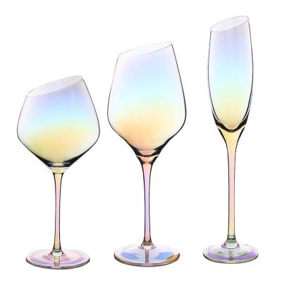 2023 new fashion Hand-made Electric-plating Shining colours' Crystal Wine Glasses Universal Drinking Glass set Bordeaux Glass