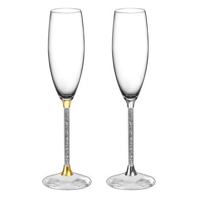 Amazon Top Seller Gold Rim Diamond Bar Glassware Cocktail Champagne Flute Red Wine Glasses Set For Party Wedding
