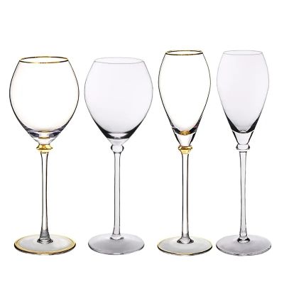 Giant Unbreakable Disposable Charms Vintage Gold Crystal Colored Wedding Beer Drinking Tumbler Cup Wine Glasses Glass Set