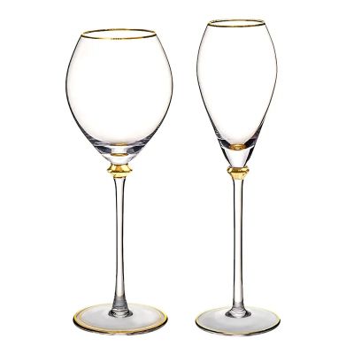 Luxury Handmade Plating Colored Wine Glasses Crystal Red Wine Glasses Goblet Glass For Wedding Party Banquet