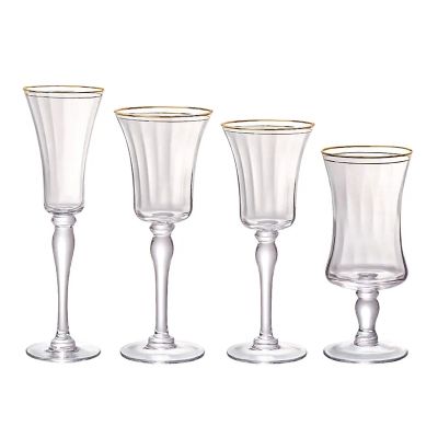 Gold rimmed wholesale wedding wine glass crystal white red and wine glasses crystal free lead champagne glasses