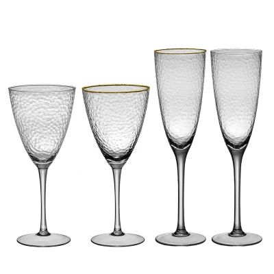 Hand-made Stria mallearis Wine Glass set High quality lead-free crystal Drinking glass with gold rim Popular free sample
