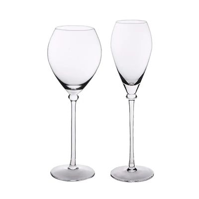 Europe Victoria Style Crystal Stemware Glass Cup Red Wine Glass with Golden Rim Long Stem Champagne Couple