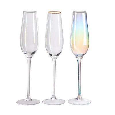 Fancy Classic Clear Crystal Champagne Flue Glass Drinking set and Modern Elegant Sparking Wine Glasses by Hand Blown craft