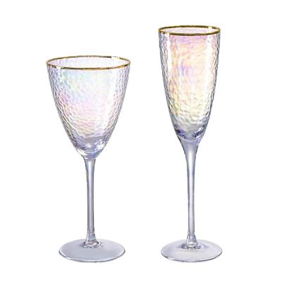 Vintage Goblet Glasses INS Clear Red Wine Goblet Gold Rim Wine Glass Cups