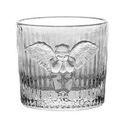 High quality multiple processes angel relief lead-free glass mug whiskey glass cup