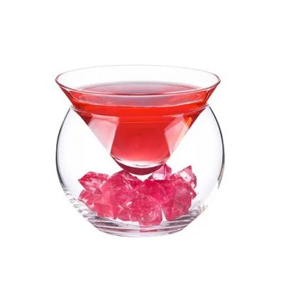 Creative unique design 175ml round shape detachable cocktail glass cup lead-free crystal wine glasses