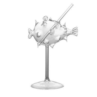 New unique design globefish shape lead-free crystal goblet wine cocktail glass