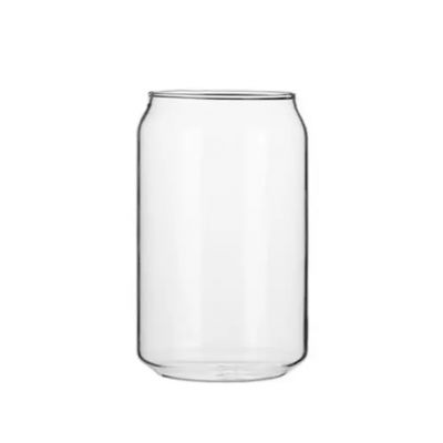High quality 300ml 500ml lead-free straw beer can shaped glass beer can glass with lid