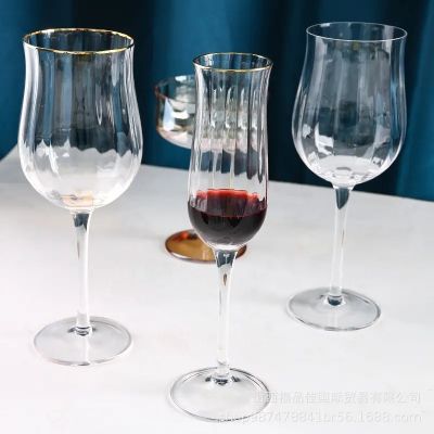 Wholesale Handmade High Quality Gold Rim Clear Crystal Red Wine Glass