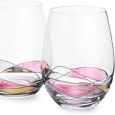 Wholesale Personalized Painted Wine Glass With Black Stripes