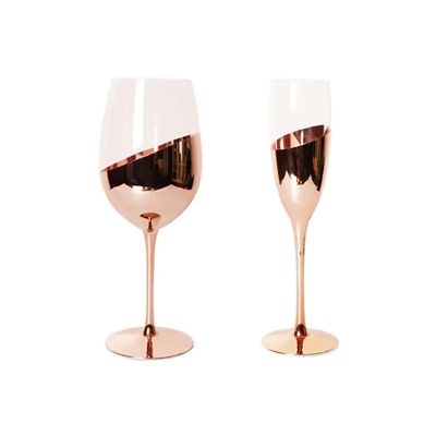 Wedding Decor Custom Elegant Electroplating Rose Gold Glitter Wine Glasses