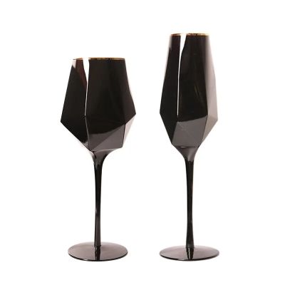 Party Decoration Unique Geometric Modeling Shape Custom Personalized Fancy Black Wine Glass