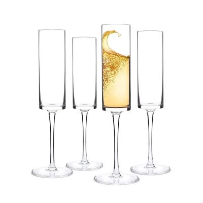 Handblown Custom Logo Classical Cylinder Champagne Glass Flute Wholesale