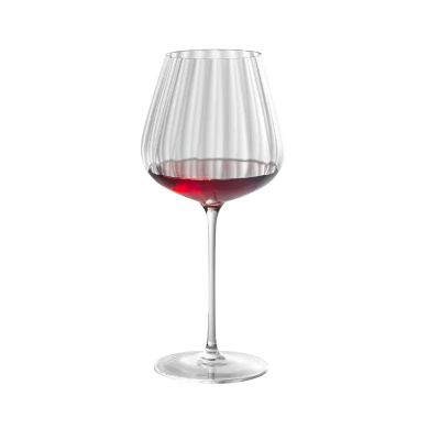 Transparent New Style Modern Personalized Ribbed Wine Glass with Stripes