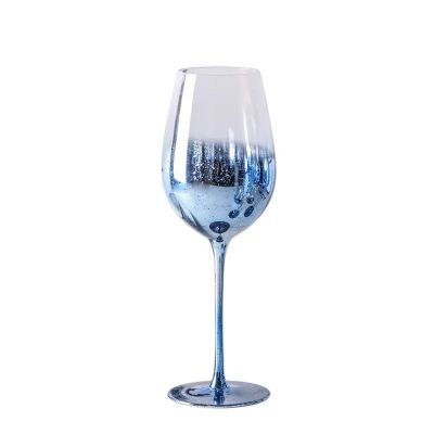Novelty Personalized Custom Crystal Colored Fancy Electroplating Blue Wine Glasses