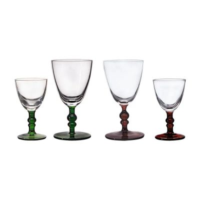 Wholesale Customized Colored Beads Stem Novelty Red Wine Glass Cup