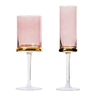 Modern Wedding Luxury Gold Rim Champagne Glass Crystal Colored Electroplating Red Wine Glass