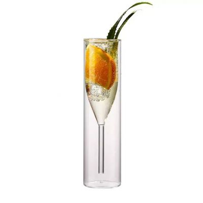 New Style Clear Custom Double Wall Borosilicate Champagne Glass Flutes