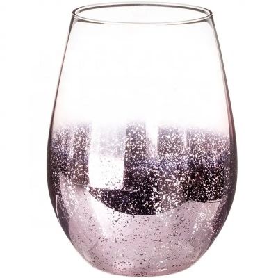 Customized Creative Electroplate Colored Tumbler Drinking Glass Egg Shape Stemless Wine Glass