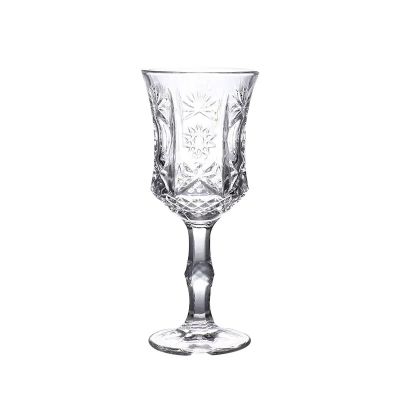Household Wedding Transparent Embossed Vintage White Wine Glass in Bulk