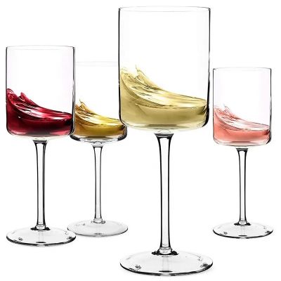 Wholesale Hand Blown Wedding Straight Goblet Custom Logo Crystal Cylinder Red Wine Glass