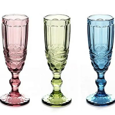 Machine Pressed Colored Vintage Colored Champagne Glasses Wholesale Stemware