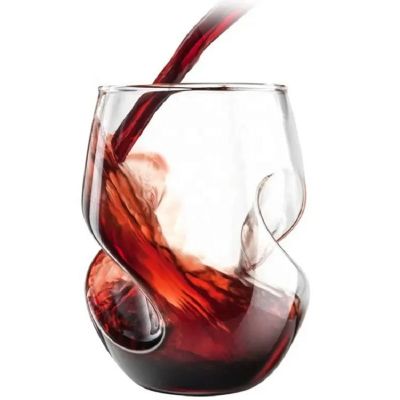 Moroccan Dragon Glassware Stemless Wine Glasses Twist with Finger Indentations Wine Tasting Glass