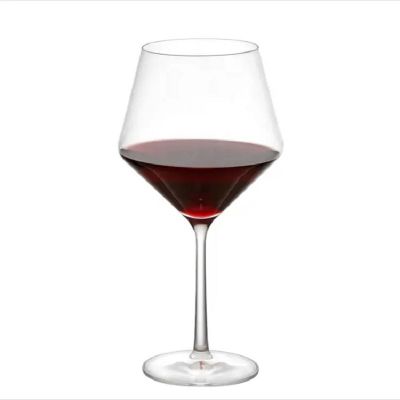 Modern Bohemia Glassware Hand Blown Red Wine Glasses Diamond Shape Crystal Clear Wine Glass Goblet