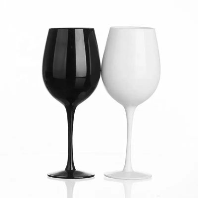 Custom White And Black Colored Lead Free Wine Glass Goblets Modern Wedding Couple Red Wine Glass