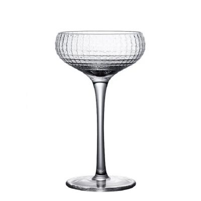 16cm 160ml 5.6oz Handmade Decorative Square Line Cocktail Margaret Martini Glass