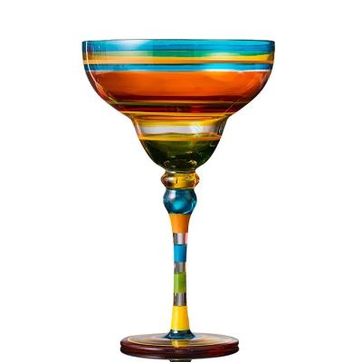 Unique Hand Drawn Colored Painting Martini Glass Cup for Home Decoration Centerpiece