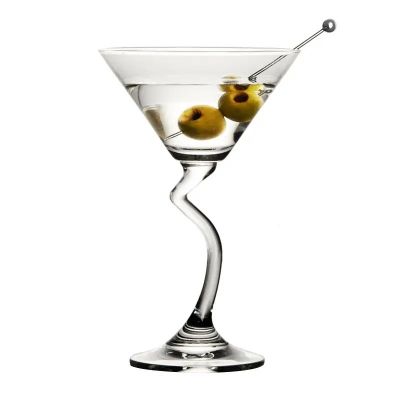 180ml 6.3oz Unique Transparent Funny Bent Twisted Stemmed Martini Crystal Glass Cocktail Cup for Bar