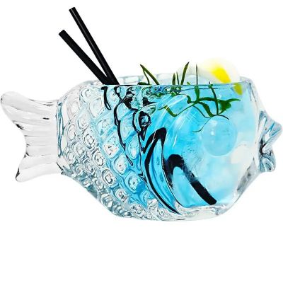 190ml Heavy Creative Fish Shape Martini Cocktail Glasses Cup for Bar