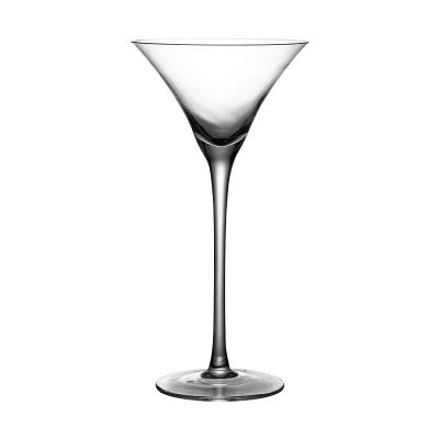 24cm Height 260ml 9oz Wholesale Triangular Trumpet Shape Crystal Giant Long Stem Martini Cocktail Glasses for Bar