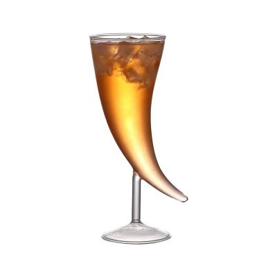 Wholesale Custom Unique Party Bar Glassware Stemmed Martini Ox Horn Shape Cocktail Glass