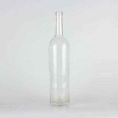 750ml transparent cork finish wine glass bottle