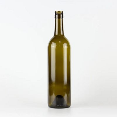 High quality antique green tall type empty glass wine bottle