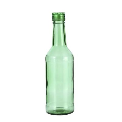 Wholesale 360ml high quality shochu glass bottle green wine bottle market hot sale with custom lid as well as wine bottle label