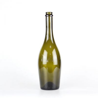 Popular 750ml antique green long neck champagne wine glass bottle