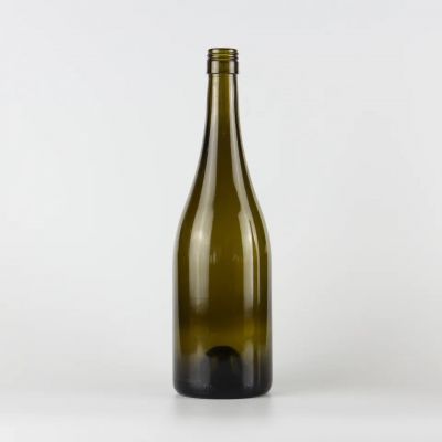 Hotsale 750ml screw finish antique green empty glass bottle