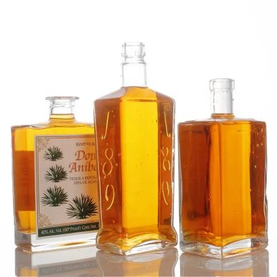 Custom OEM ODM liquor extra flint 75 cl 750 ml square glass whiskey brandy rum bottle