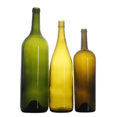 High quality 750ml 75cl 1L 3L antique dark green heavy Bordeaux glass bottle for red wine