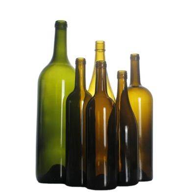 High quality 750ml 75cl 1L 3L antique dark green heavy Bordeaux burgundy glass bottle for red wine