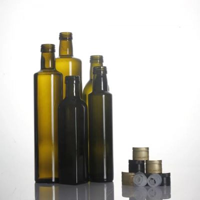 100ml 250ml 375ml 500ml 750ml 1000ml antique green and clear round square glass bottle Olive oil bottle ready to ship